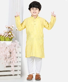 Kinder Kids Full Sleeves Elephant Foil Printed Kurta & Pyjama Set - Yellow