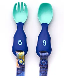 Bibado Handi Cutlery Attachable Weaning Cutlery Set Pack of 2 - Dark Blue