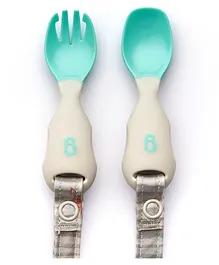 Bibado Handi Cutlery Attachable Weaning Cutlery Set Pack of 2 - Grey