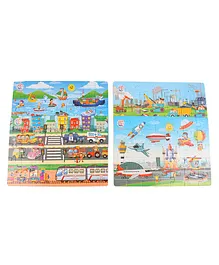 Ratnas Transport Vehicles Jigsaw Puzzle Pack of 4 - 35 Pieces Each