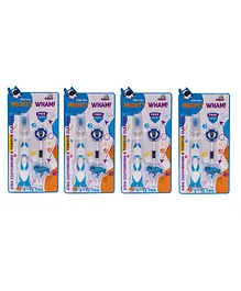 Mighty Wham Kids Toothbrush with Tongue Cleaner with Freebie Pack of 4 - Blue