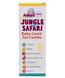 Adore Pro Jungle Safari Baby Comb Set - Pack of 4 - Multicolor