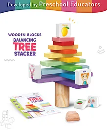 Intelliskills Premium Wooden Balancing Tree With Blocks for Unlimited Play Multicolour - 19 Pieces