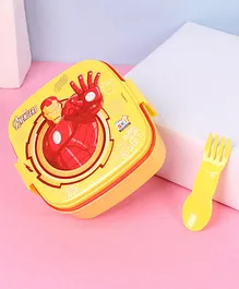 Marvel Avengers Iron Man Lunch Box With Fork and Spoon - Yellow