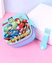 Marvel Avengers Lunch Box With Fork Spoon - Blue & Pink