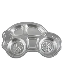 Taabartoli Stainless Steel 5 section Car Lunch Plate for Kids - Silver