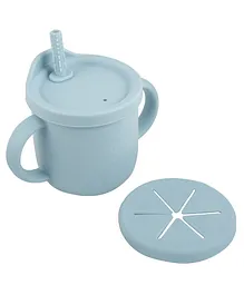 Taabartoli Silicone 2-in-1 Snack And Sippy Cup With Straw - Blue