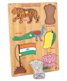 Toes2Nose Wooden National Symbol Knob Puzzle Multicolor - 6 Pieces