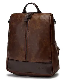 VISMIINTREND Vegan Leather Casual Backpack Purse Coffee Brown -  Height 11.8 inches