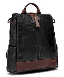 VISMIINTREND Vegan Leather Casual Backpack Purse Black - Height 11.8 inches