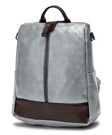 VISMIINTREND Vegan Leather Casual Backpack Purse Grey - Height 11.8 inches