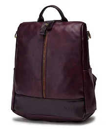 VISMIINTREND Vegan Leather Casual Backpack Purse Wine - Height 11.8 inches