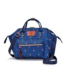 VISMIINTREND Itsy Bitsy Stylish Mini Convertible Sling Tote Backpack Diaper Bag - Navy Blue Florets