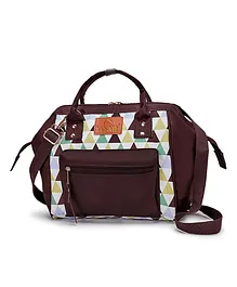 VISMIINTREND Itsy Bitsy Stylish Mini Convertible Sling Tote Backpack Diaper Bag - Coffee Brown Triangles