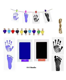 VISMIINTREND Baby Handprint and Footprint Impression Photo Memories Garland Kit - Blue and Black