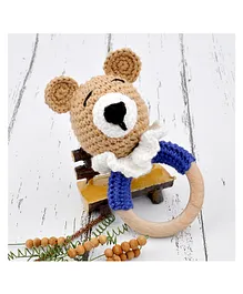 Love Crochet Art Cotton Crochet Baby Handmade Bunny Bear Rattle - Brown
