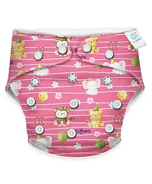 Kidbea Premium Adjustable Baby Cloth Diaper with Insert Jungle Party - Pink