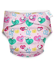 Kidbea Premium Adjustable Baby Cloth Diaper with Insert Wow Hearts - Pink