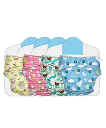 Kidbea Premium Adjustable Baby Cloth Diaper With Insert Pack of 4 - Multicolor