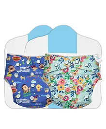 Kidbea Premium Adjustable Baby Cloth Diaper With Insert Pack Of 2 Kaafi Cool & Multi Floral - Multicolor