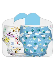 Kidbea Premium Adjustable Baby Cloth Diaper With Insert Pack Of 2 Owl & Sun - Multicolor