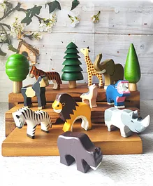 Taruh Kids 13 Piece Wild Animals & Trees Set - Multicolour