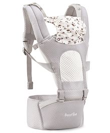 Bonfino Admire 5-in-1 Multi-Way Baby Carrier with Padded Head Support and Cool Air Mesh, Side Storage, Grey| Even Weight Distribution Waist and Shoulder| Paded straps| Breathable Mesh Fabric| Sturdy Waist Belt