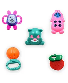 Kids Mandi Non Toxic Plastic Colourful Lovely Attractive Baby Rattle & Teether Toys Set of 6 Pieces -  (Multicolour)