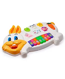 VParents Musical Rabbit Piano for Kids With Flashing Lights 15 Keys & 3 Modes Animal Sounds - Multicolor