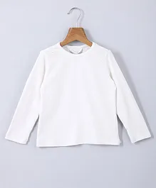 Beebay Full Sleeves Solid Ribbed Knit Tee - White