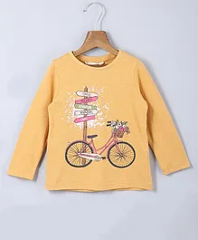 Beebay 100% Cotton Full Sleeves Cycle Graphic T Shirt - Yellow
