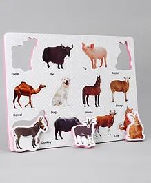 Toes2Nose EVA Domestic Animals Board Puzzle Pink - 12 Pieces