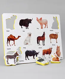 Toes2Nose EVA Domestic Animals Board Puzzle Yellow - 12 Pieces