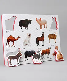 Toes2Nose EVA Domestic Animals Board Puzzle Red - 12 Pieces