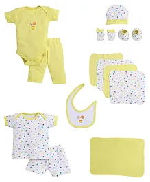 BUMZEE Fruits Printed & Solid Baby Gift Set Of 13 Items - Yellow