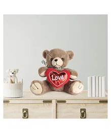 ARCHIES Heart Teddy Bear Brown - Height 28 cm