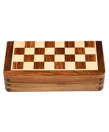 Chessbazaar Travel Series Folding Non Magnetic Lacquer Chess Set Sheesham & Maple Wood - Brown Beige