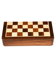 Chessbazaar Travel Series Folding Non Magnetic Lacquer Chess Set Sheesham & Maple Wood - Brown Beige
