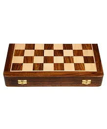 Chessbazaar Travel Series Folding Non Magnetic Lacquer Chess Set Sheesham & Maple Wood - Brown Beige