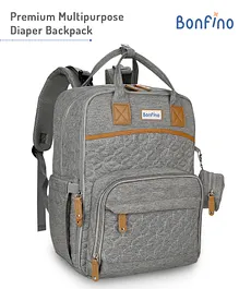 Bonfino Premium Multipurpose Diaper Backpack -  Grey