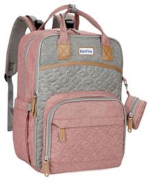 Bonfino Premium Multipurpose Diaper Backpack - Peach & Grey