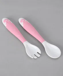 Ladybug Twisting Spoon And Fork Set - Pink