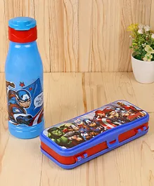 Marvel Avenger Dual Compartment Pencil Box and Water Bottle - Red and Blue 