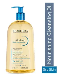 Bioderma Atoderm Huile de douche Anti Irritation Cleansing Oil 24hrs Hydration Face and Body Moisturiser Soothes Discomfort Dry to Very Dry Sensitive Skin -1 Ltr
