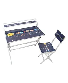 Wishing Clouds Universe Pattern Printed Foldable Study Table and Chair Set - Multicolour