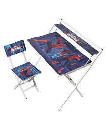 Wishing Clouds Spiderman Pattern Printed Foldable Study Table and Chair Set - Multicolour