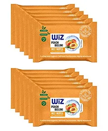 WiZ Peach Bellini Essential Refreshing Wet Wipes with Extra Moisturizers  Pack of 12 - 25 Pieces Each