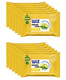 WiZ Sunshine Lemon Essential Refreshing Wet Wipes with Extra Moisturizers Pack of 12 - 25 Pieces Each