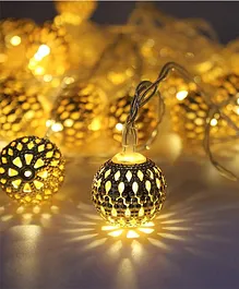 MIHAR ESSENTIALS 10 Golden Moraccan Bulb LED String Lights for Birthday, Festival Decoration - Warm White & Brown