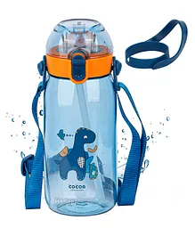 Fiddlerz Kids Water Bottle With Straw Spill Proof Straw Valve Blue - 550 ml